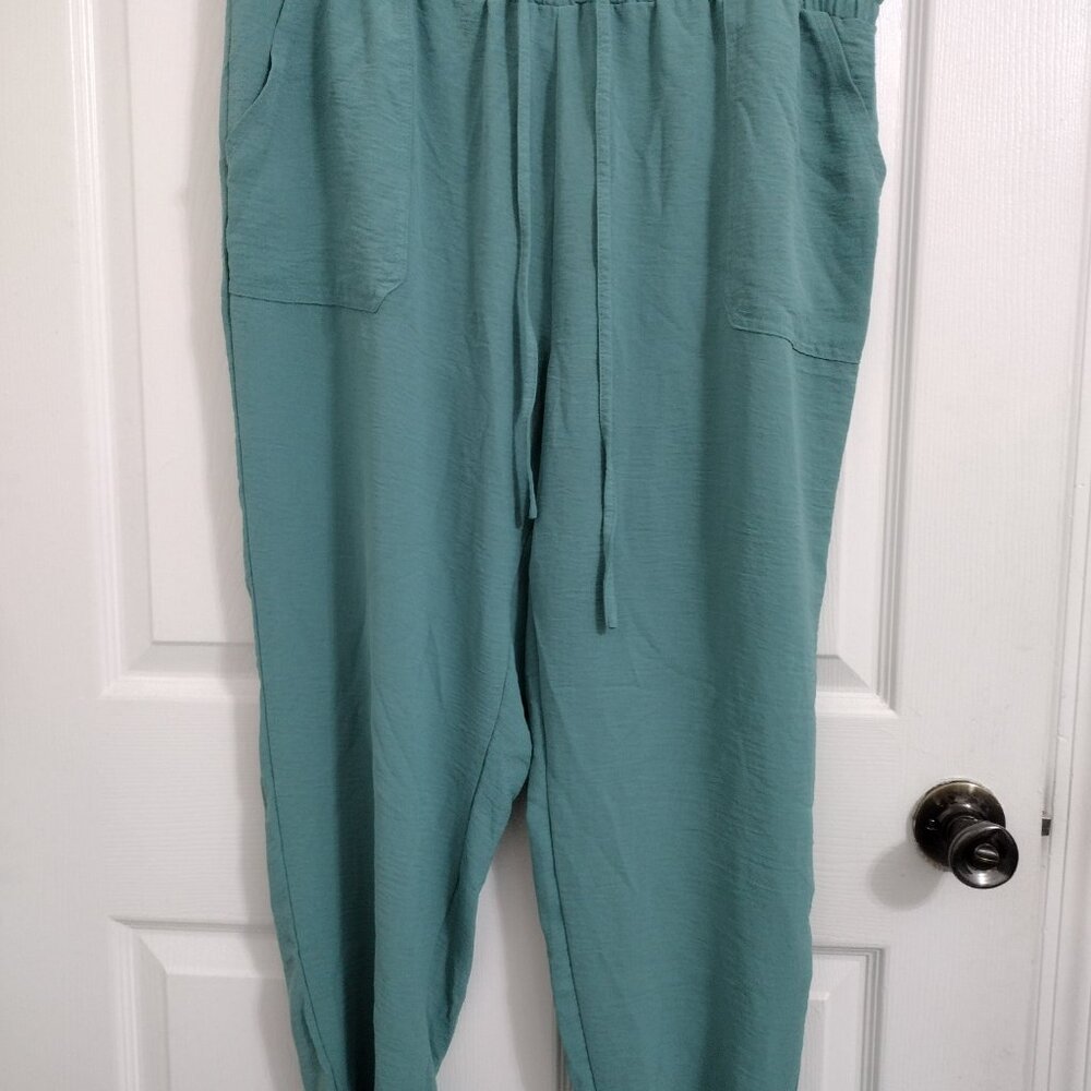 NYCC Teal Jogger Dress Pants PXL Petite Elastic Waist Pull-On Work Casual - Picture 11 of 15